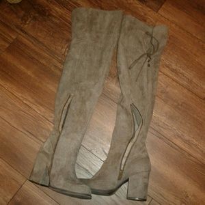 Suede thigh high boots